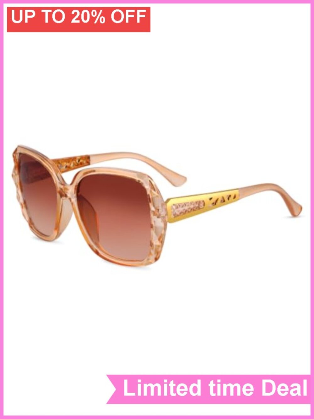 Polarized Square Sunglasses for Women Men, Oversized Sparkling Frame UV400